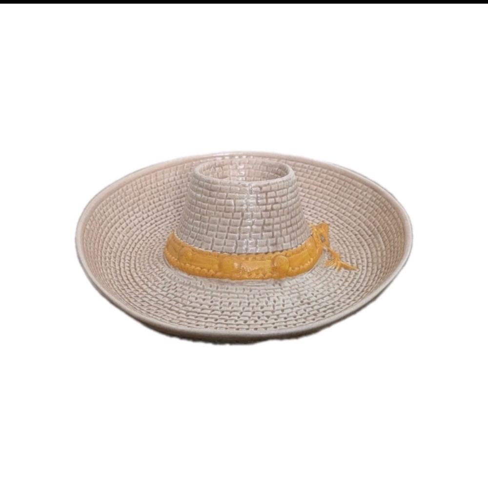 Vintage Sombrero Chips & Salsa Bowl | USA Pottery Fiesta Taco Night Serving Dish